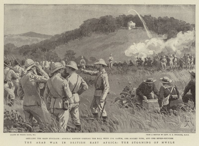 Arabská válka v britské východní Africe, bouře u Mwele od Frank Dadd