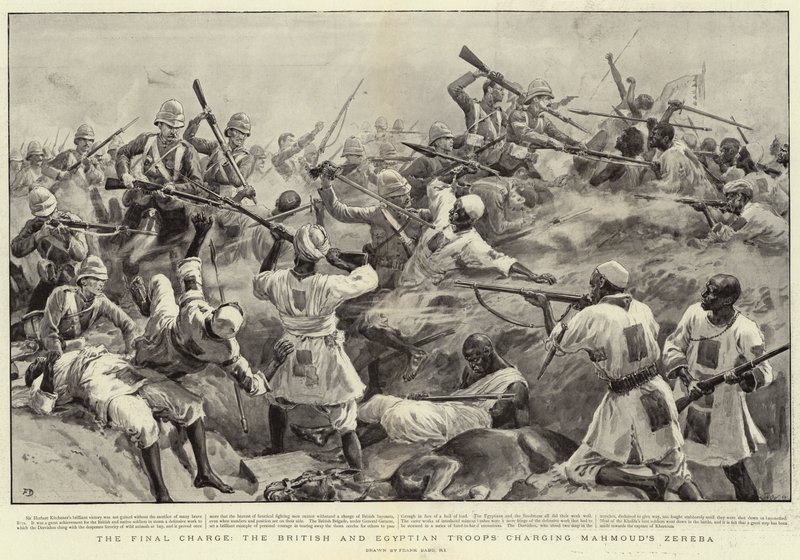 Závěrečný útok, britské a egyptské jednotky útočí na Mahmúdovu Zerebu od Frank Dadd