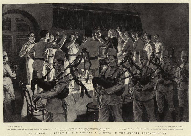 Královna, přípitek v Súdanu a skica v nepořádku brigády Suakin od Frank Dadd