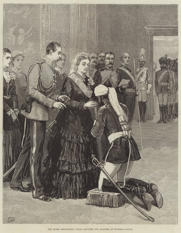 Královna vyznamenává indické důstojníky a vojáky na hradě Windsor od Frank Dadd