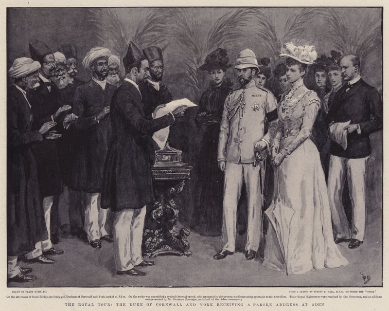 Royal Tour, vévoda z Cornwallu a York obdrží Parsee Address v Adenu od Frank Dadd