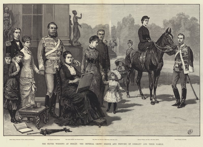 Stříbrná svatba v Berlíně, císařský korunní princ a princezna Německa a jejich rodina od Frank Dadd