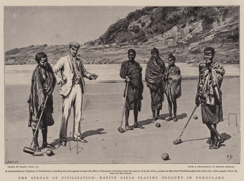 Šíření civilizace, domorodé dívky hrající kroket v Pondoland od Frank Dadd