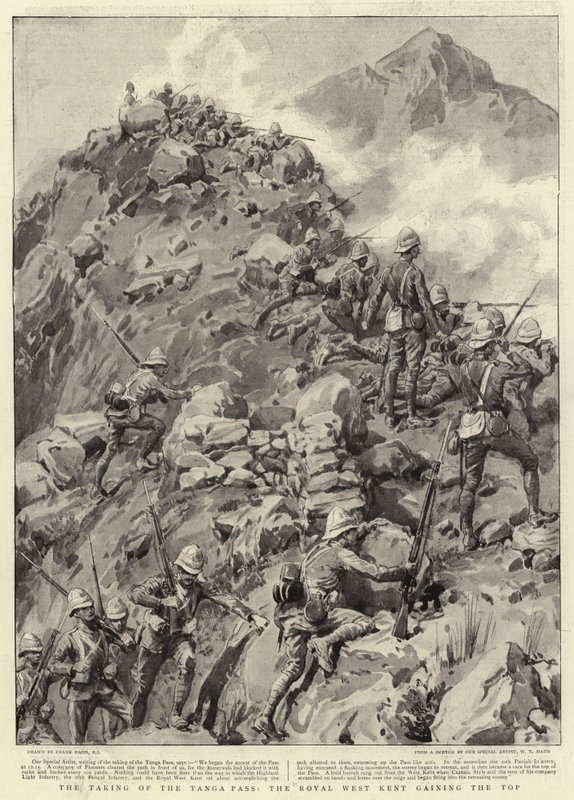 Obsazení Tanga Pass, Royal West Kent získává vrchol od Frank Dadd
