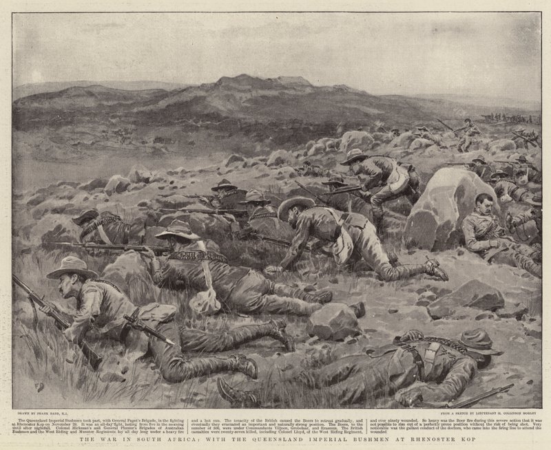 Válka v Jižní Africe, s Queensland Imperial Křováky na Rhenoster Kop od Frank Dadd