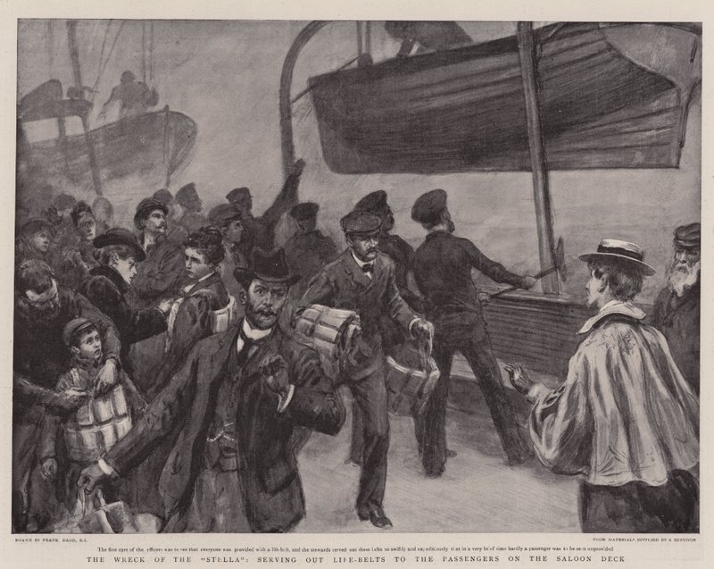 The Wreck of the Stella, servírující záchranné pásy cestujícím na palubě Saloonu od Frank Dadd