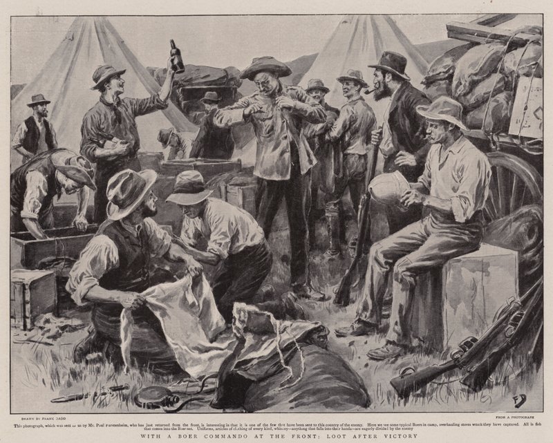 S búrským komandem na frontě, kořist po vítězství od Frank Dadd