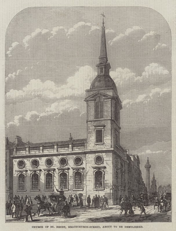 Kostel St Benet, Gracechurch-Street, před demolicí od Frank Watkins