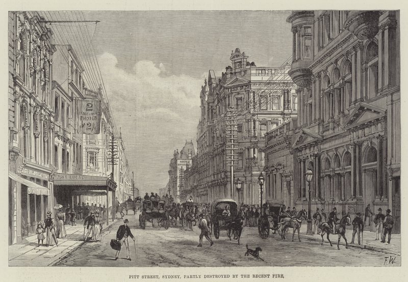 Pitt Street, Sydney, částečně zničen nedávným požárem od Frank Watkins