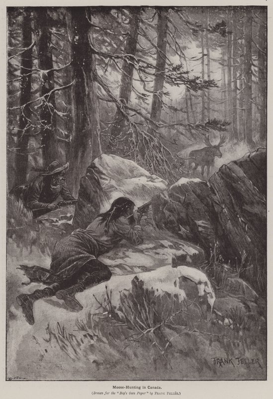 Lov losů v Kanadě (rytina) od Frank (after) Feller