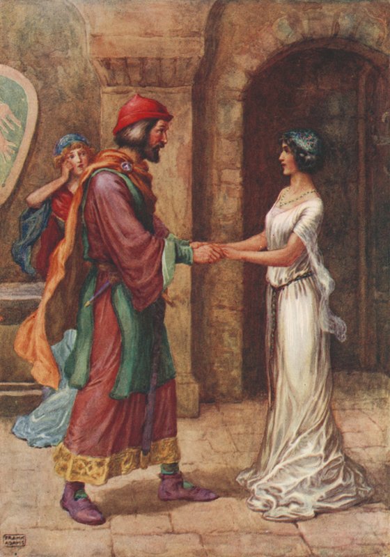 Geraldine a baron, z Christabel od Samuela Taylora Coleridge (barevné lito) od Frank Adams
