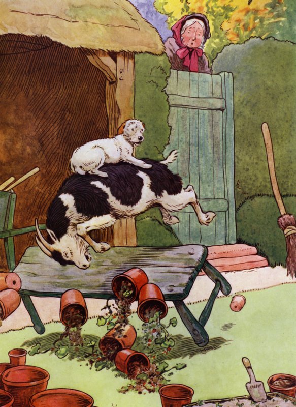 Ilustrace pro starou matku Hubbard (barevné lito) od Frank Adams