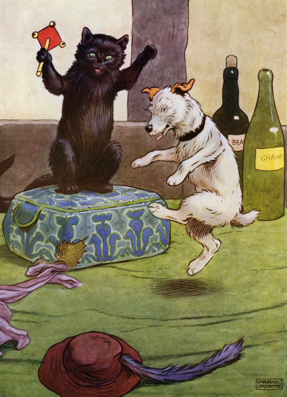 Ilustrace pro starou matku Hubbard (barevné lito) od Frank Adams