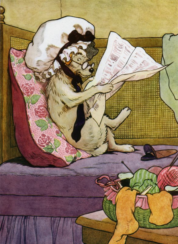 Ilustrace pro starou matku Hubbard (barevné lito) od Frank Adams