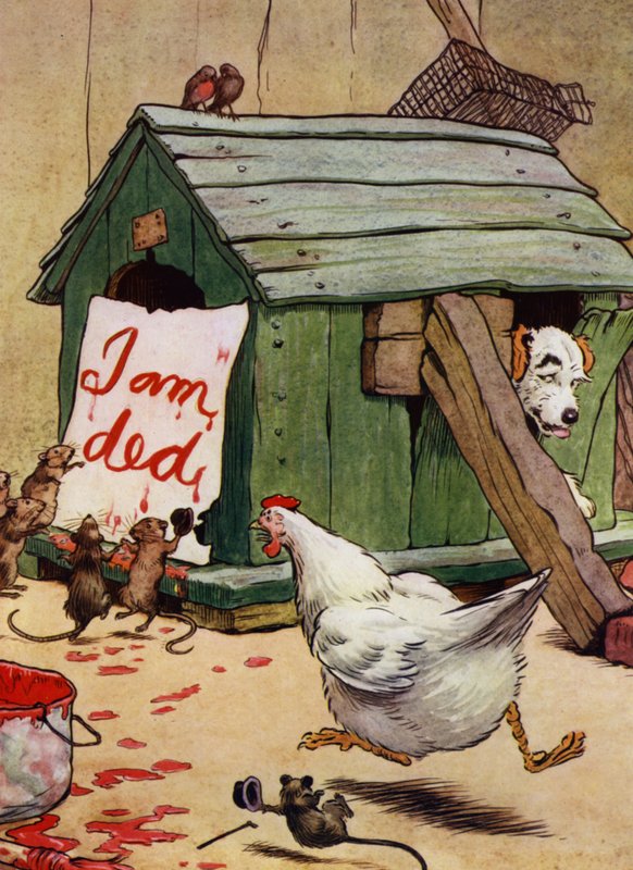 Ilustrace pro starou matku Hubbard (barevné lito) od Frank Adams