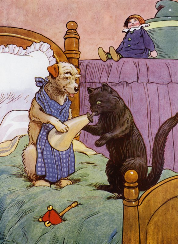 Ilustrace pro starou matku Hubbard (barevné lito) od Frank Adams