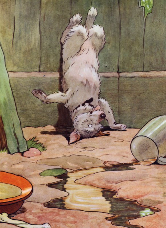 Ilustrace pro starou matku Hubbard (barevné lito) od Frank Adams
