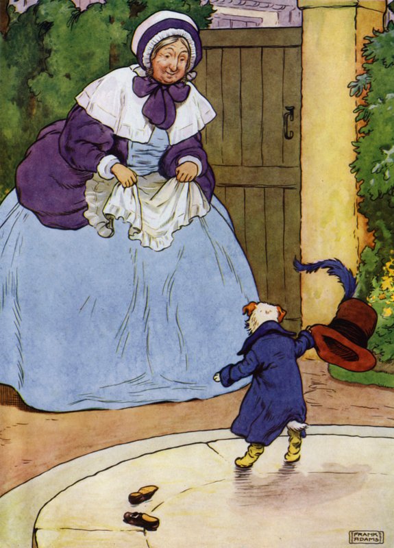 Ilustrace pro starou matku Hubbard (barevné lito) od Frank Adams
