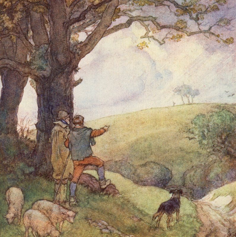 Ilustrace pro The Scholar-Gipsy od Matthew Arnold (barevné lito) od Frank Adams