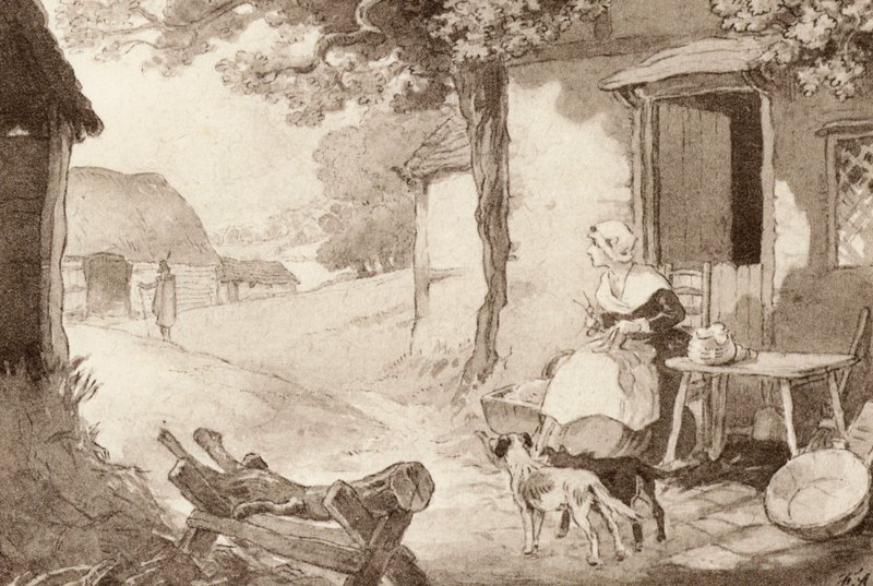 Ilustrace pro The Scholar-Gipsy od Matthew Arnold (barevné lito) od Frank Adams