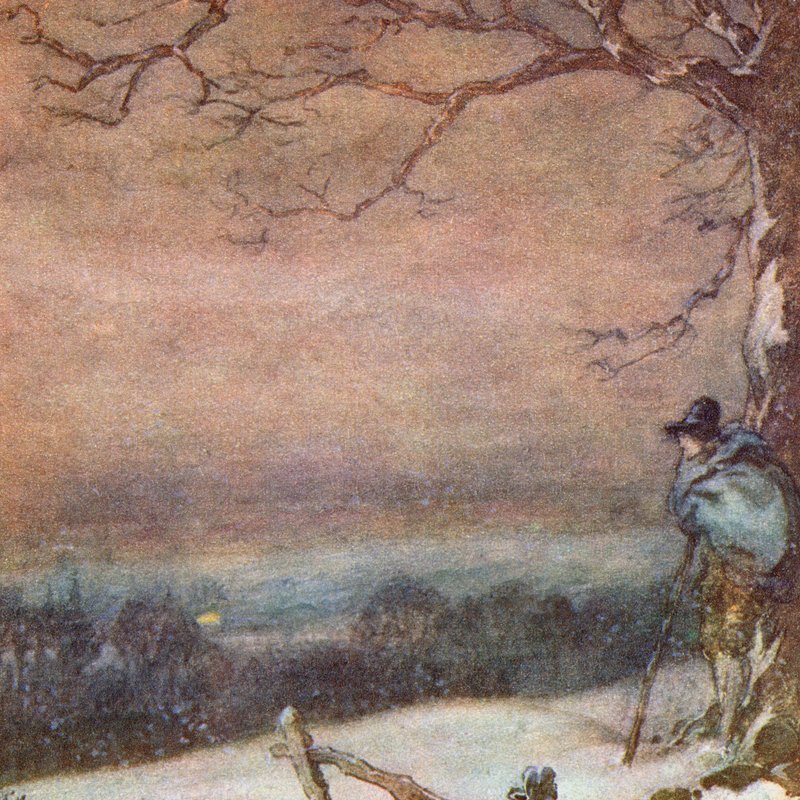 Ilustrace pro The Scholar-Gipsy od Matthew Arnold (barevné lito) od Frank Adams