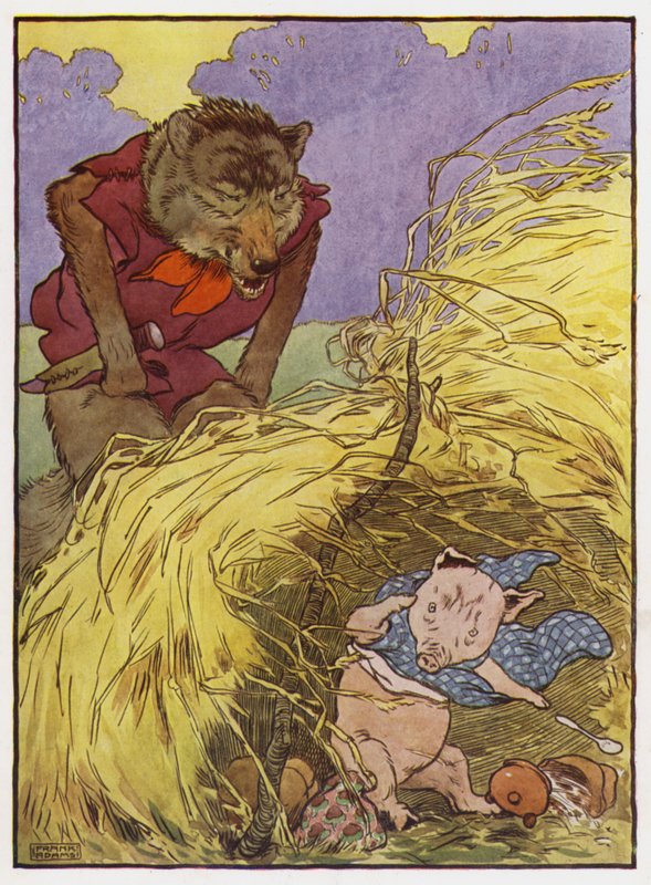 Ilustrace ke třem malým prasátkům (barevné lito) od Frank Adams