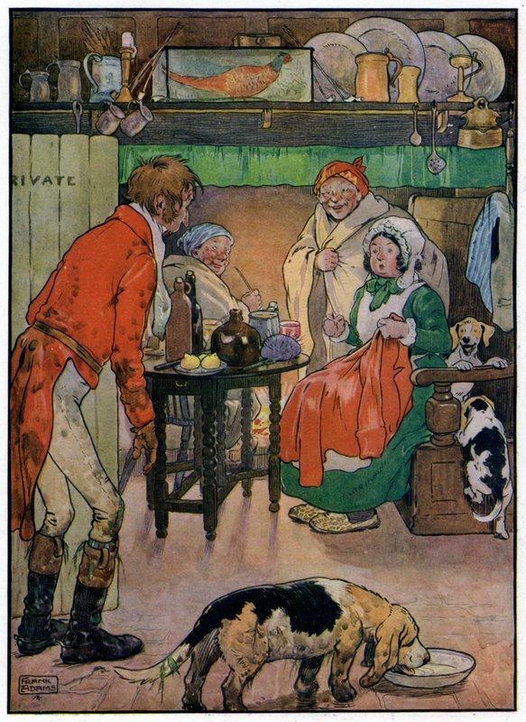 Tři veselí lovci (barevná litografie) od Frank Adams