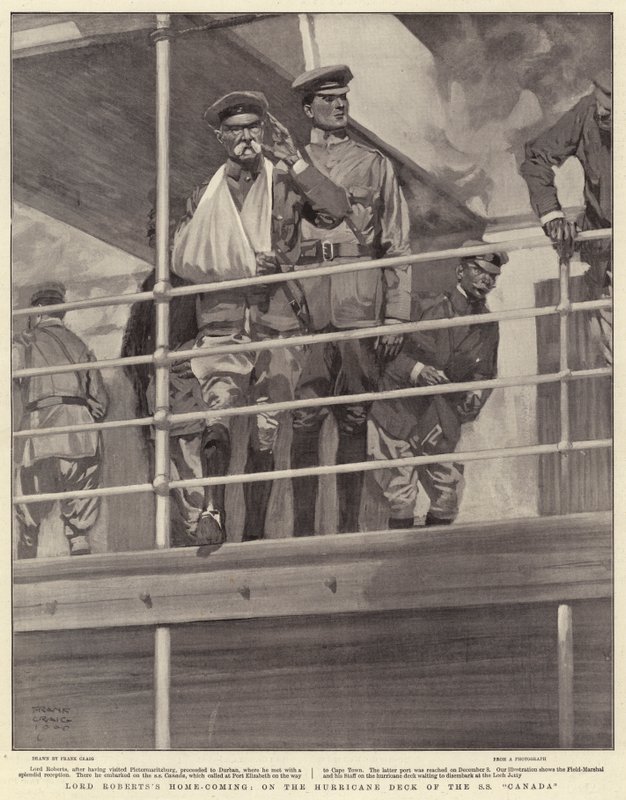 Návrat lorda Robertse domů na palubě hurikánu SS Canada od Frank Craig