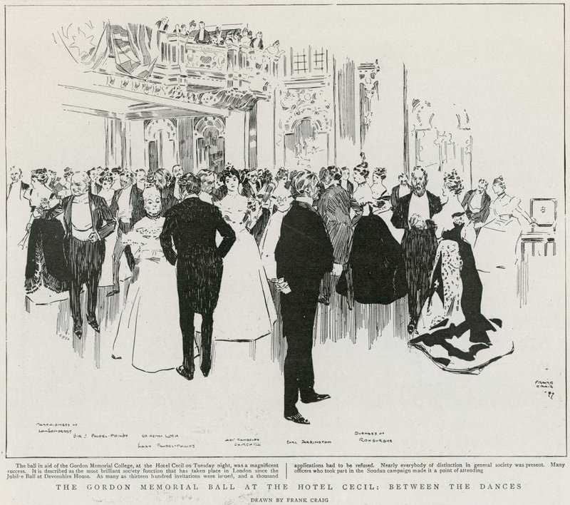Gordon Memorial Ball v hotelu Cecil, mezi tanci (litho) od Frank Craig
