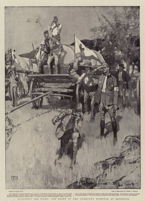 Sledování boje, zaměstnanci Yeomanry Hospital v Roodevalu od Frank Craig