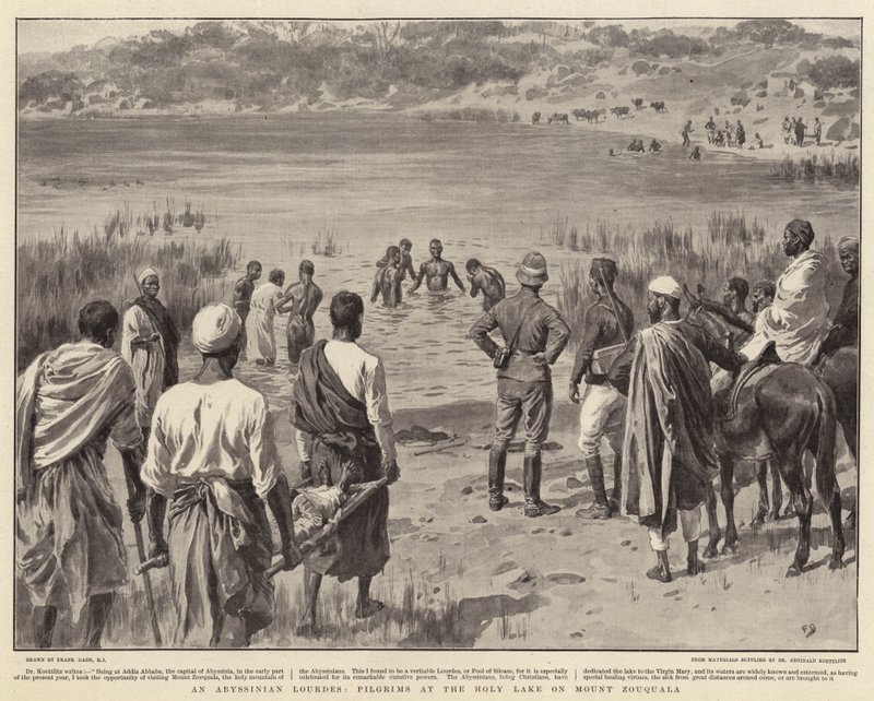 Habešské Lurdy, poutníci u Svatého jezera na hoře Zouquala od Frank Dadd