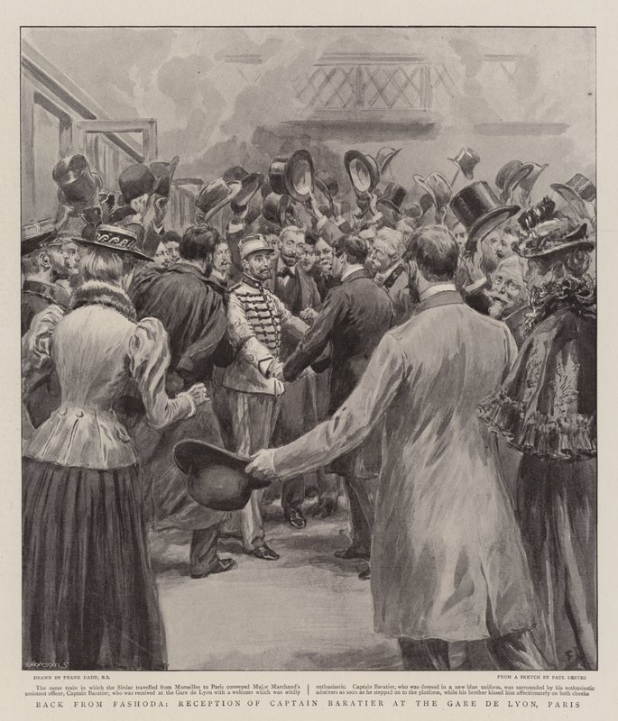 Návrat z Fashody, recepce kapitána Baratiera na Gare de Lyon v Paříži od Frank Dadd