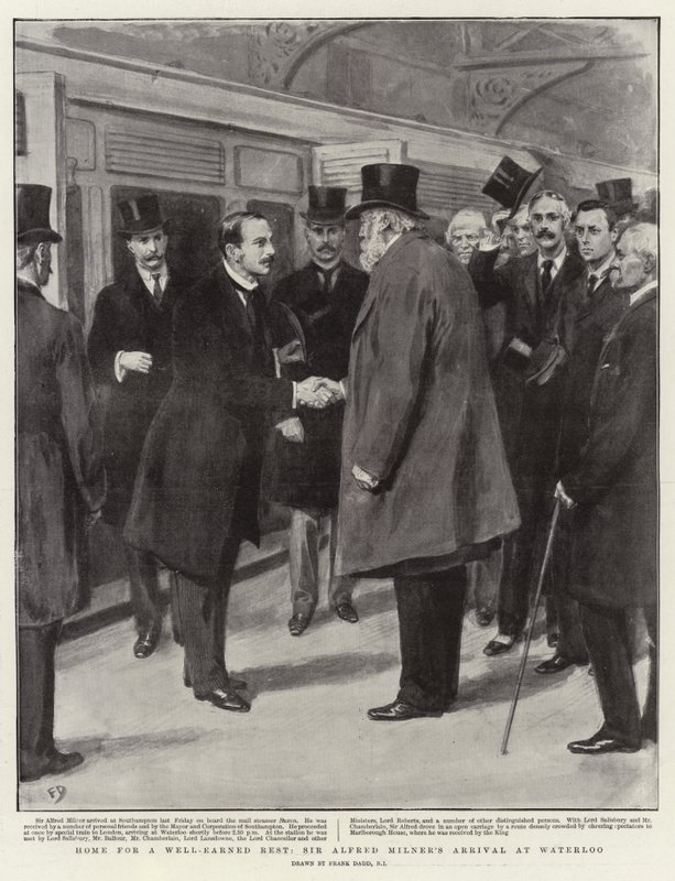 Domov pro zasloužený odpočinek, příjezd sira Alfreda Milnera do Waterloo od Frank Dadd