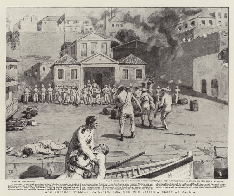 Jak chirurg William Maillard, RN, vyhrál Viktoriin kříž v Candia od Frank Dadd