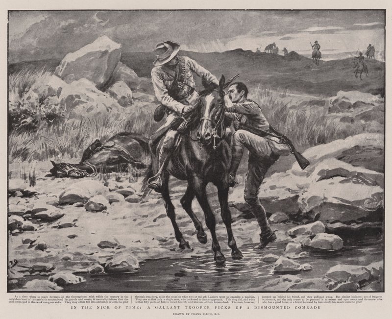 V Nick of Time Galant Trooper vyzvedne Dismounted Comrade od Frank Dadd