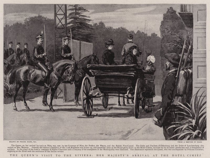 Návštěva královny na Riviéře, příjezd Jejího Veličenstva do hotelu Cimiez od Frank Dadd