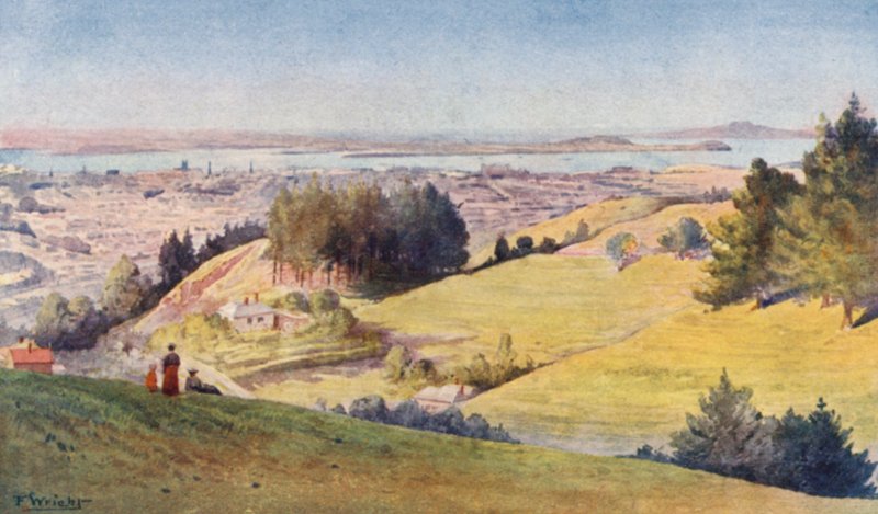 Nový Zéland: (barevná litografie) od Frank H Wright