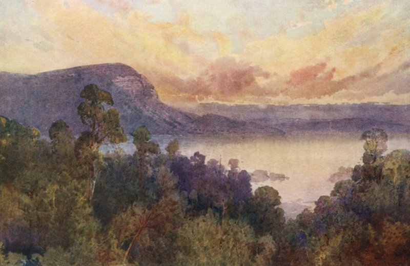 Nový Zéland: Lake Waikare-Moana (barevná litografie) od Frank H Wright