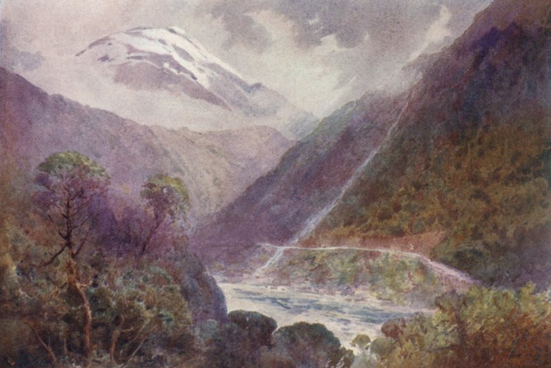 Nový Zéland: Otira Gorge (barevná litografie) od Frank H Wright