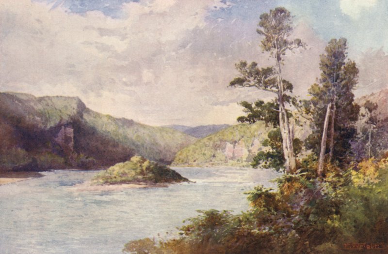 Nový Zéland: Nový Zéland: White Cliffs, Buller River (barevná litografie) od Frank H Wright