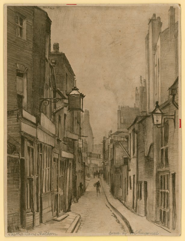 Sketch of Leather Lane, Holborn, London (rytina) od Frank Lewis Emanuel