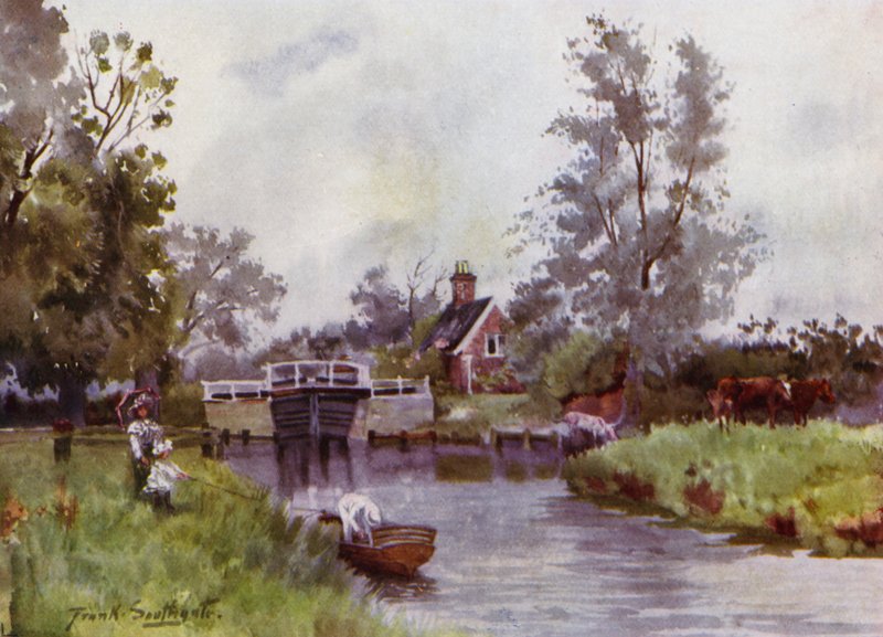Norfolk Broads: Coltishall Lock (barevné lito) od Frank Southgate