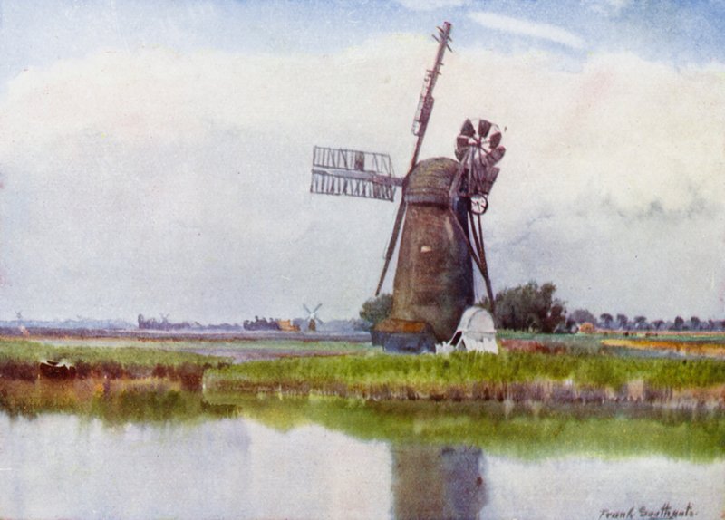 Norfolk Broads: Mill Country nad Stokesby (barevné lito) od Frank Southgate