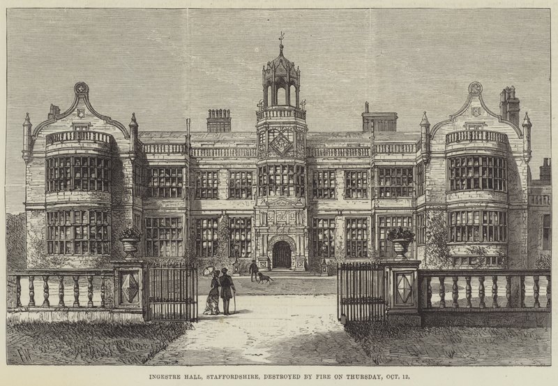 Ingestre Hall, Staffordshire, zničen požárem ve čtvrtek 12. října od Frank Watkins