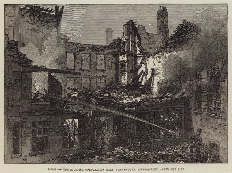 Zřícenina Scottish Corporation Hall, Crane-Court, Fleet-Street, po požáru od Frank Watkins