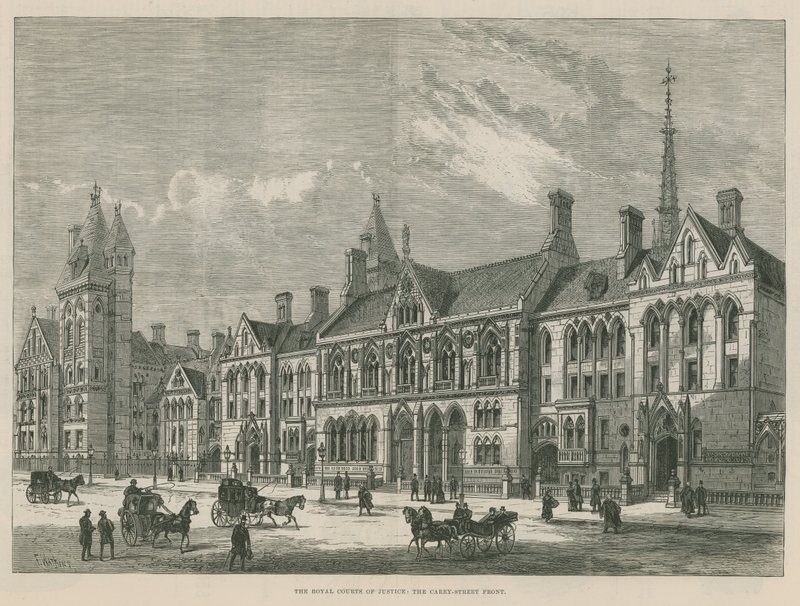 The Royal Court of Justice: The Carey Street front (rytina) od Frank Watkins