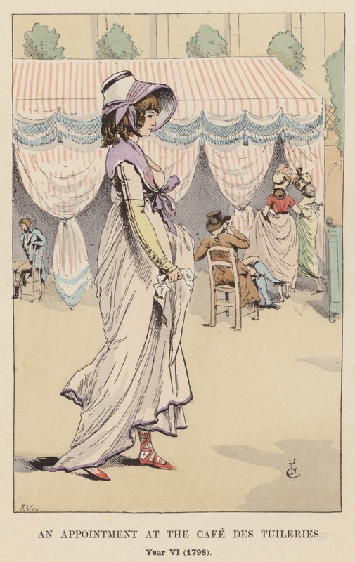 Schůzka v Cafe des Tuileries, ročník VI, 1798 od François Courboin