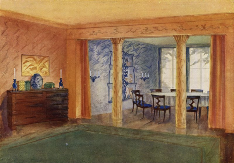 Obývací pokoj a jídelna (barevné lito) od Frans Arnold Breuhaus de Groot