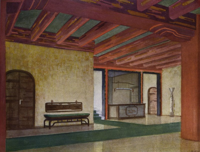 Vestibul v hotelu (barevné lito) od Frans Arnold Breuhaus de Groot