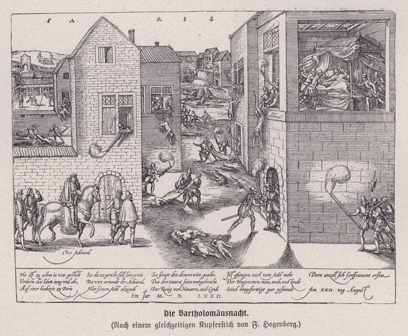 Masakr na den svatého Bartoloměje, Paříž, Francie od Franz (after) Hogenberg